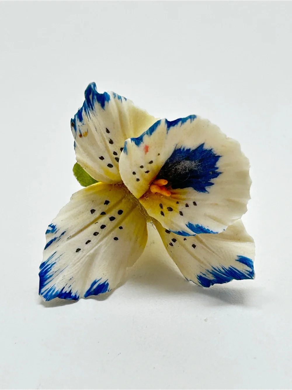 Vintage, Blue And White Ceramic Orchid Brooch